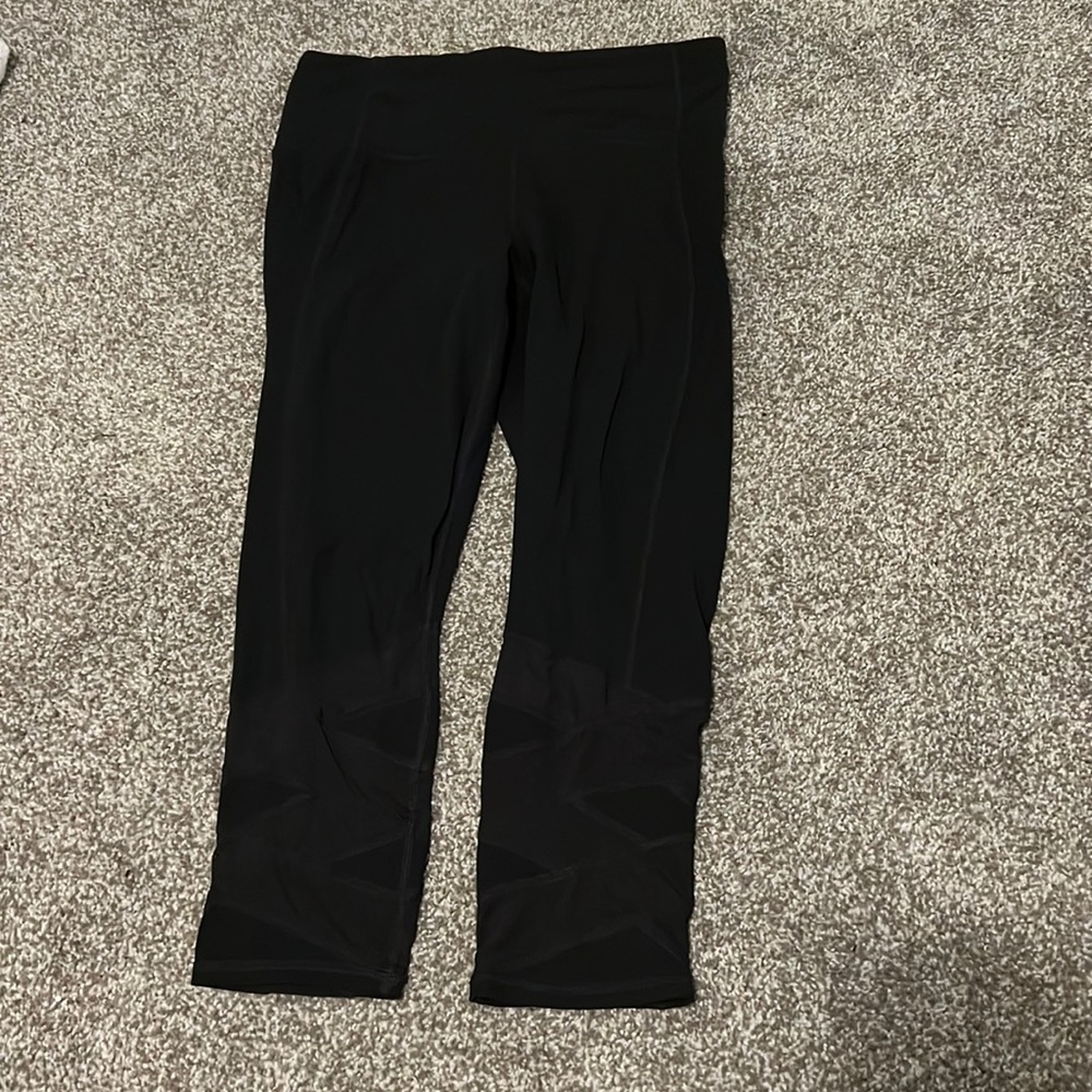 Athleta black criss cross mesh crop leggings